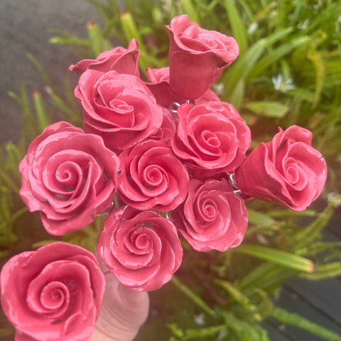 Pink Rose handsculpted Ceramic