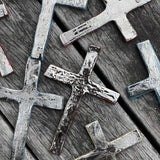 Terracotta Cross with silver lustre