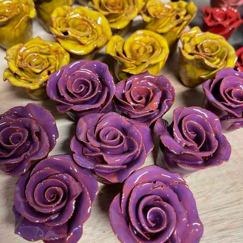 Purple Rose handsculpted Ceramic