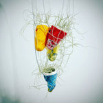 Small hand sculpted hanging pot with Spanish moss